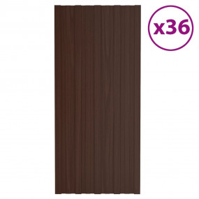 Roof Panels 36 pcs Galvanized Steel Brown 39.4x17.7"