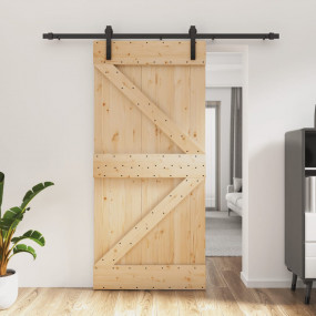 Sliding Door with Hardware Set 37.4x82.7" Solid Wood Pi...