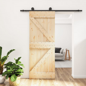 Sliding Door with Hardware Set 33.5x82.7" Solid Wood Pi...