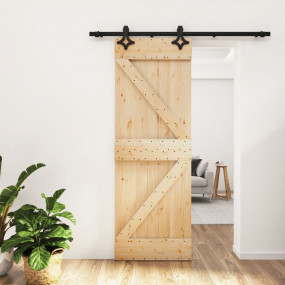 Sliding Door with Hardware Set 27.6x82.7" Solid Wood Pi...