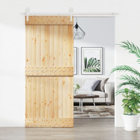 Sliding Door with Hardware Set 35.4x82.7" Solid Wood Pi...