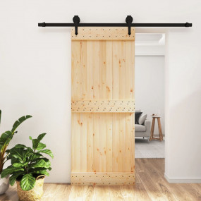 Sliding Door with Hardware Set 33.5x82.7" Solid Wood Pi...