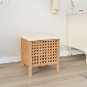 Bathroom Stool 18.9x18.7x20.5" Solid Wood Walnut