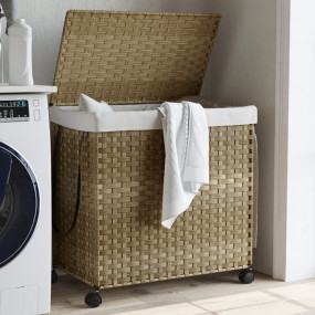 Laundry Basket with Wheels 23.6x13.8x23.8" Rattan