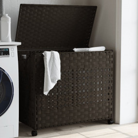 Laundry Basket with Wheels Dark Brown 26.0x13.8x23.6" R...