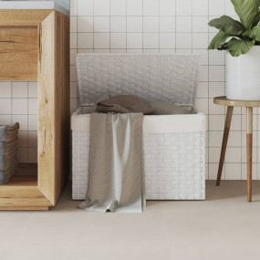 Laundry Basket with Lid White 21.9x13.8x13.4" Poly Ratt...