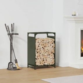 Firewood Rack Olive Green 17.3x11.0x25.6" Cold-rolled s...