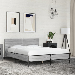 Bed Frame without Mattress Grey Sonoma 120 x 78.7 "