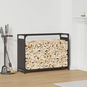 Firewood Rack Black 35.4x11.0x25.6" Cold-rolled steel