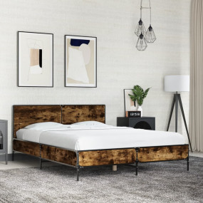 Bed Frame without Mattress Smoked Oak 135 x 74.8 "