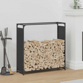Firewood Rack Black 35.4x11.0x35.4" Cold-rolled steel