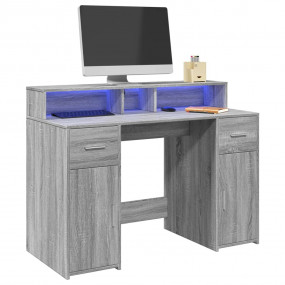 Desk with LED Lights Grey Sonoma 47.2x21.7x35.8" Engine...