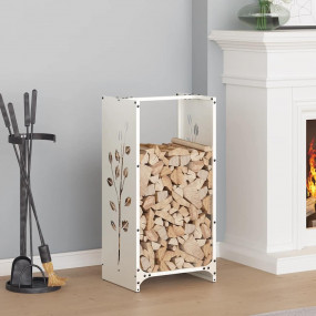 Firewood Rack White 15.7x11.8x31.5" Cold-rolled steel
