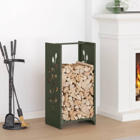 Firewood Rack Olive Green 15.7x11.8x31.5" Cold-rolled s...