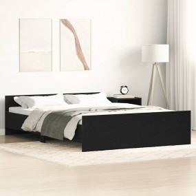 Bed Frame without Mattress Black Oak 140 x 78.7 " Engin...