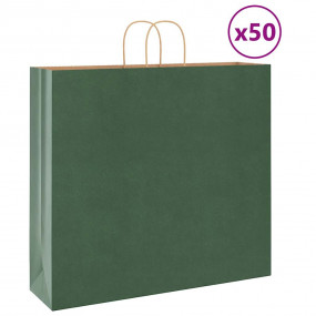 Paper Bags 50 pcs with Handles Green 54x15x49 cm