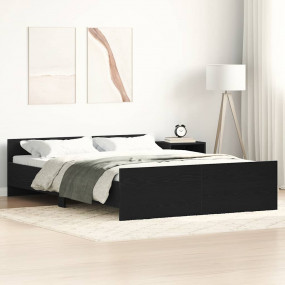 Bed Frame without Mattress Black Oak 135 x 74.8 " Engin...
