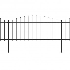 Patio Fence with Spear Top Steel 11.2 ' Black (2x144940...