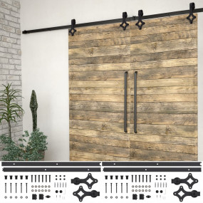Sliding Door Hardware Kits 2 pcs 78.7 " Steel Black (2x...