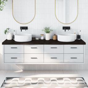 Bathroom Countertop Dark Brown 78.7 x 19.7 x (0.8-2.4) ...