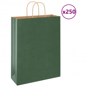 Paper Bags 250 pcs with Handles Green 32x12x42 cm