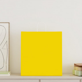 Paper Bags 250 pcs with Handles Yellow 45x17x48 cm