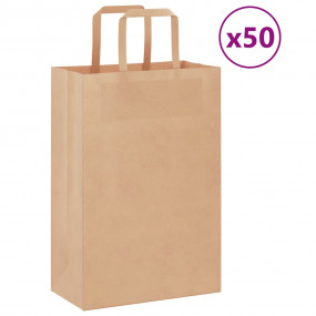 Paper Bags 50 pcs with Handles Brown 21x11x31 cm