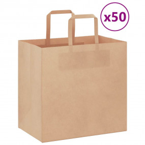 Paper Bags 50 pcs with Handles Brown 26x17x25 cm