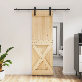 Sliding Door with Hardware Set 27.6x82.7" Solid Wood Pi...
