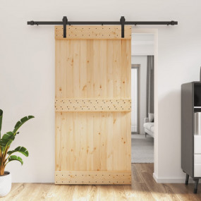 Sliding Door with Hardware Set 39.4x82.7" Solid Wood Pi...