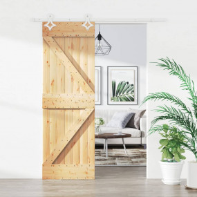 Sliding Door with Hardware Set 27.6x82.7" Solid Wood Pi...