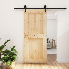 Sliding Door with Hardware Set 35.4x82.7" Solid Wood Pi...