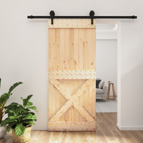 Sliding Door with Hardware Set 35.4x82.7" Solid Wood Pi...