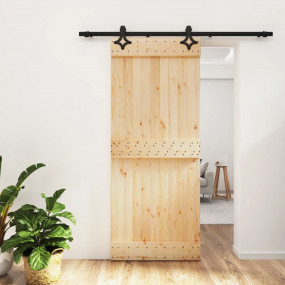Sliding Door with Hardware Set 33.5x82.7" Solid Wood Pi...