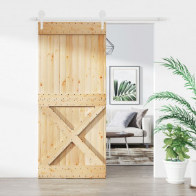 Sliding Door with Hardware Set 35.4x82.7" Solid Wood Pi...
