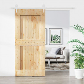 Sliding Door with Hardware Set 37.4x82.7" Solid Wood Pi...
