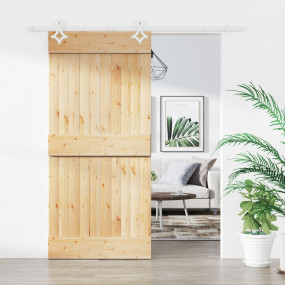 Sliding Door with Hardware Set 37.4x82.7" Solid Wood Pi...