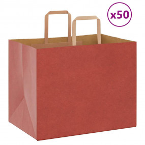 Paper Bags 50 pcs with Handles Red 32x22x24 cm