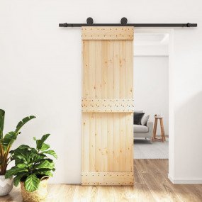 Sliding Door with Hardware Set 27.6x82.7" Solid Wood Pi...