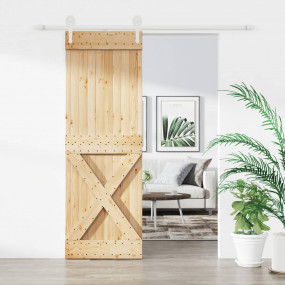 Sliding Door with Hardware Set 31.5x82.7" Solid Wood Pi...