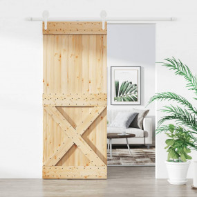 Sliding Door with Hardware Set 39.4x82.7" Solid Wood Pi...