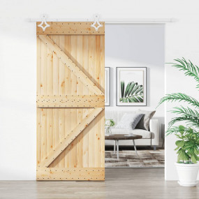 Sliding Door with Hardware Set 35.4x82.7" Solid Wood Pi...