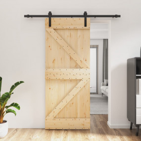 Sliding Door with Hardware Set 33.5x82.7" Solid Wood Pi...