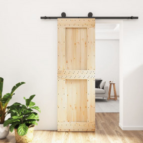 Sliding Door with Hardware Set 27.6x82.7" Solid Wood Pi...