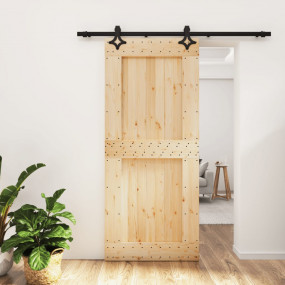 Sliding Door with Hardware Set 35.4x82.7" Solid Wood Pi...