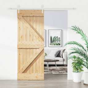 Sliding Door with Hardware Set 31.5x82.7" Solid Wood Pi...