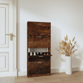 Shoe Cabinet Smoked Oak 23.2x6.7x59.1" Engineered Wood