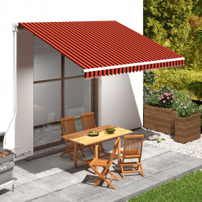 Awning Orange and brown (striped) Polyester with PU coa...