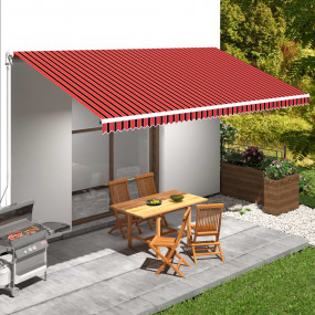 Awning Orange and brown (striped) Polyester with PU coa...