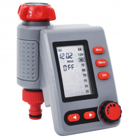 Digital Water Timer Grey and Red Plastic Compact